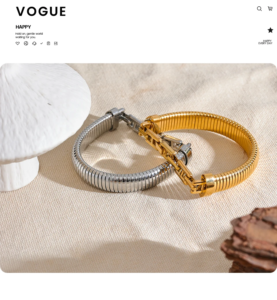 Yhpup High Quality Stainless Steel Metal Texture Bracelet Bangle 18K PVD Plated Rust Proof Personalized Attractive Jewelry New