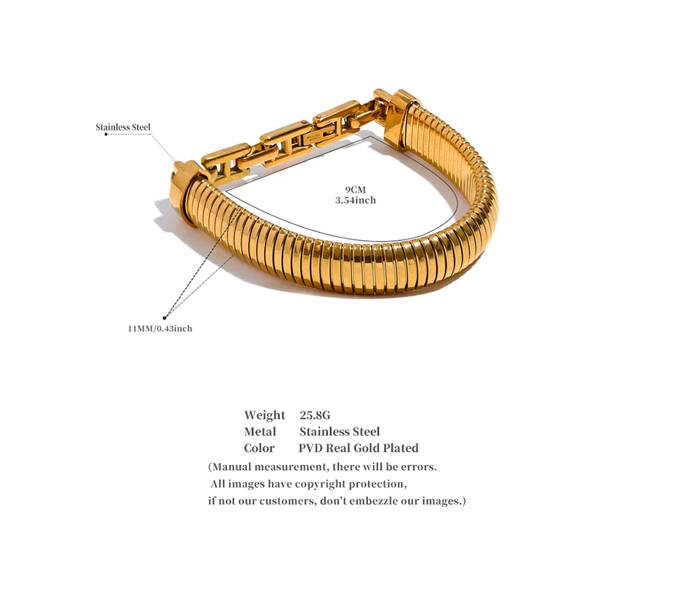 Yhpup High Quality Stainless Steel Metal Texture Bracelet Bangle 18K PVD Plated Rust Proof Personalized Attractive Jewelry New