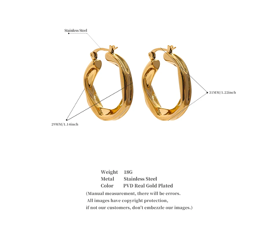 Yhpup 316l Stainless Steel Round Hollow Hoop Earrings Rust Proof Minimalist Metal Attractive Trendy Jewelry Bijoux Women Gift