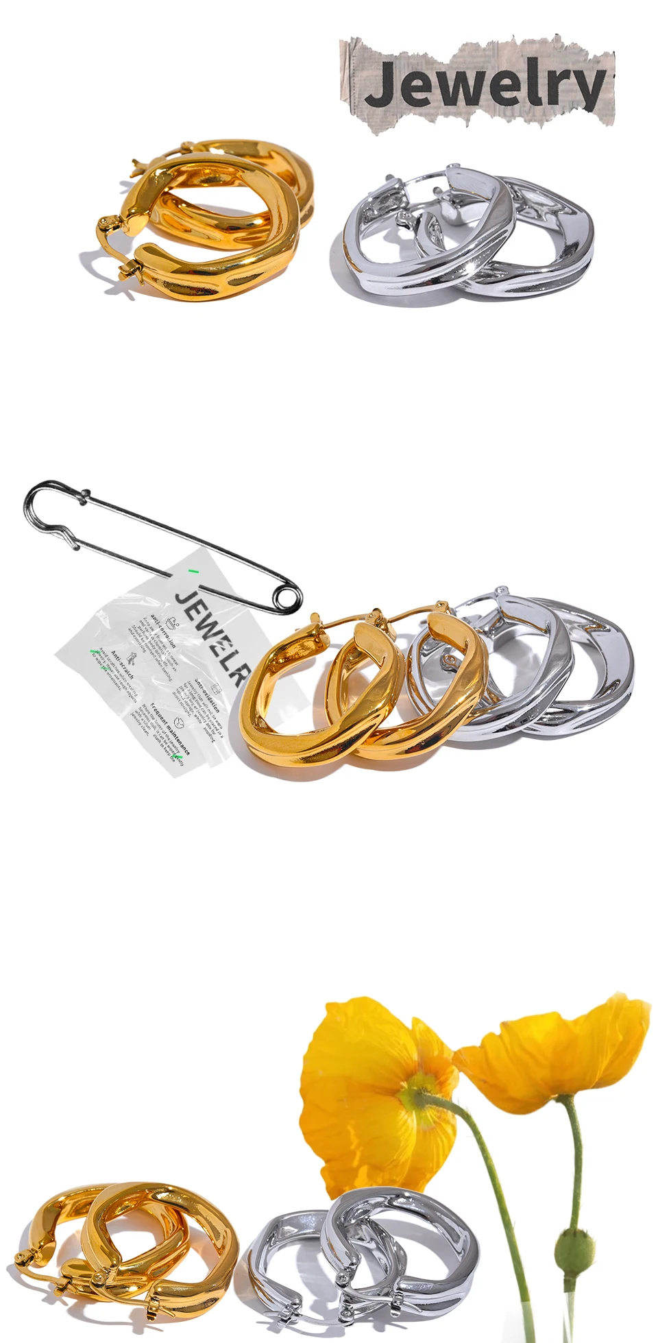 Yhpup 316l Stainless Steel Round Hollow Hoop Earrings Rust Proof Minimalist Metal Attractive Trendy Jewelry Bijoux Women Gift