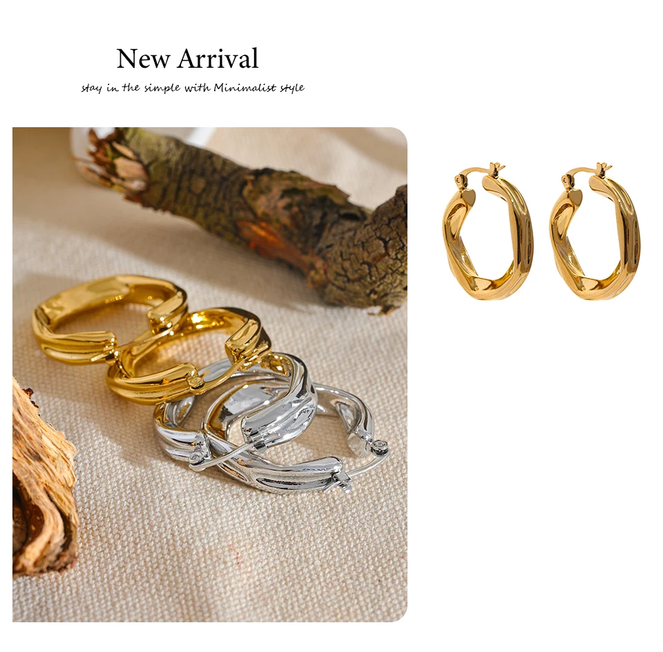 Yhpup 316l Stainless Steel Round Hollow Hoop Earrings Rust Proof Minimalist Metal Attractive Trendy Jewelry Bijoux Women Gift