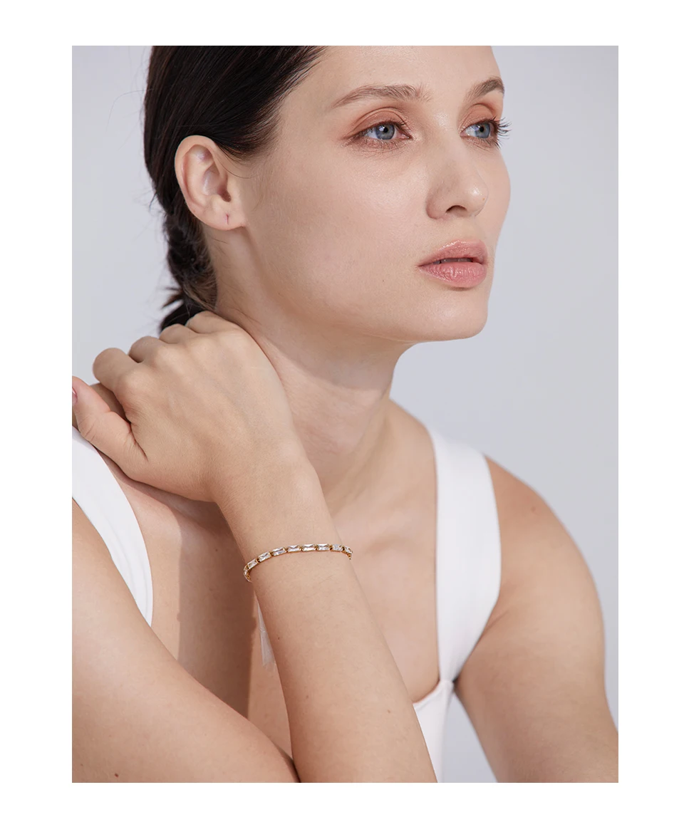 Yhpup Waterproof Fashion White Green Cubic Zirconia Stainless Steel Gorgeous Necklace Bracelet Elegant Charm Jewelry Sets Women