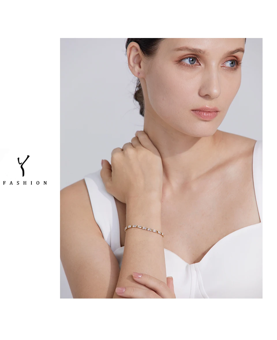 Yhpup Waterproof Fashion White Green Cubic Zirconia Stainless Steel Gorgeous Necklace Bracelet Elegant Charm Jewelry Sets Women