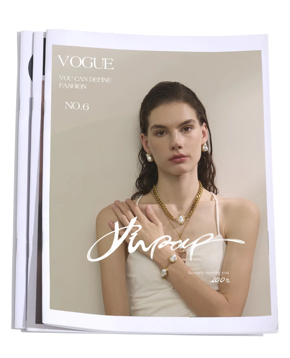 Yhpup Popular Baroque Simulated Pearls Golden Cuban Chain Necklace Earrings Vintage Stainless Steel Elegance Jewelry Gift
