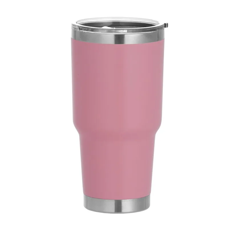 1 30oz Car Cup, Thermos Cup with Sealed Sliding Lid, Coffee Cup, Office Cup, Gift Cup, Cold-Keeping Cup, Snowman Cup, Powder Coa