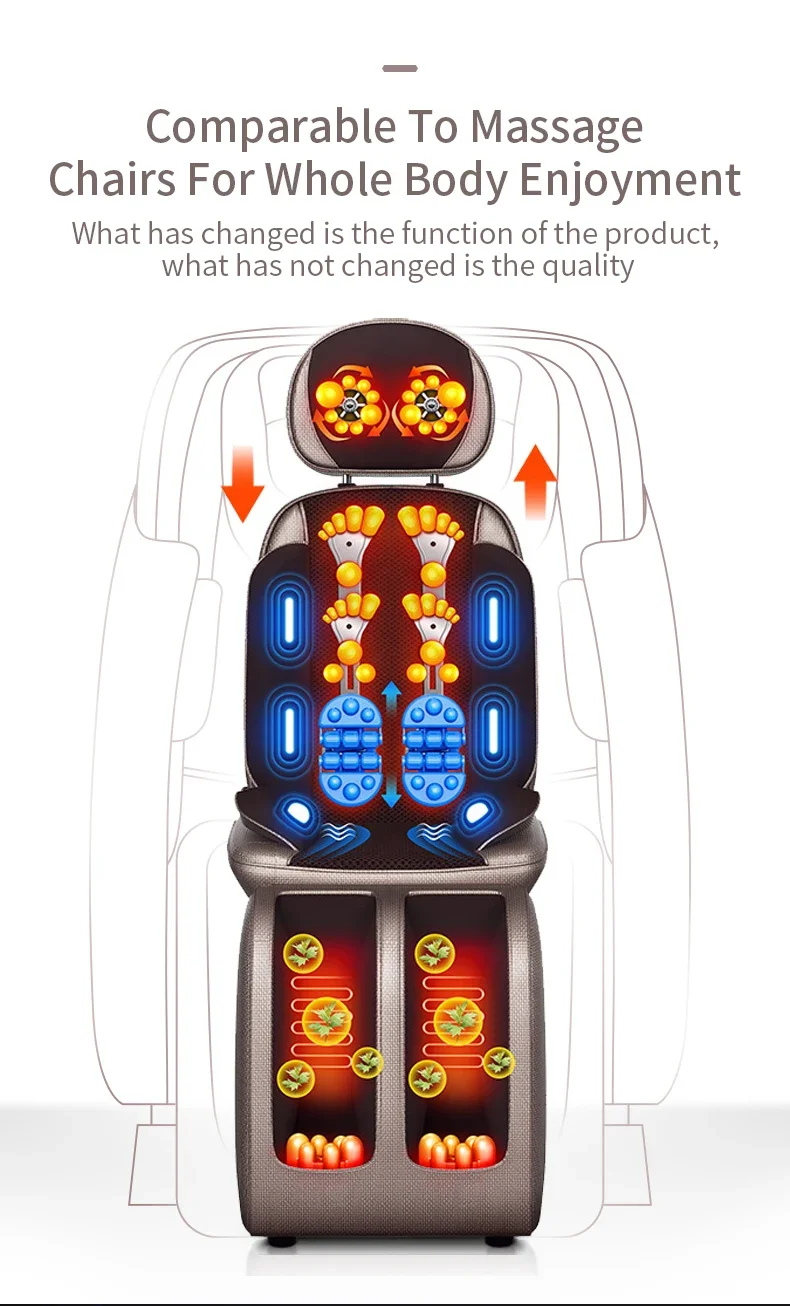 Upgrade Electric Massage Chair Full Body Kneading Neck Back Waist Leg Infrared Heating Vibration Shiatsu Cushion Seat Relaxation