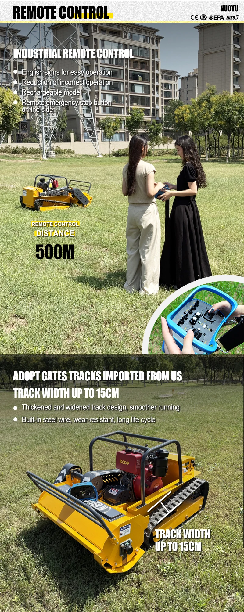 Customized CE EPA Certified Remote Control Grass Cutting Crushing Robot Flail Lawn Mower Self-Propelled for Orchard Farm Lawn