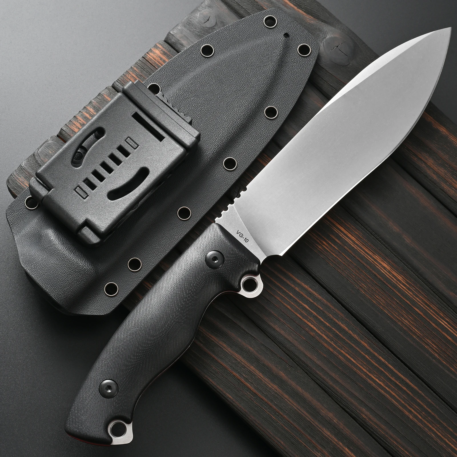 Sitivien ST43 Fixed Blade Knife ,VG10 Black Stonewashed Steel Blade G10 Handle Full Tang for Outdoor Camping Working Survival
