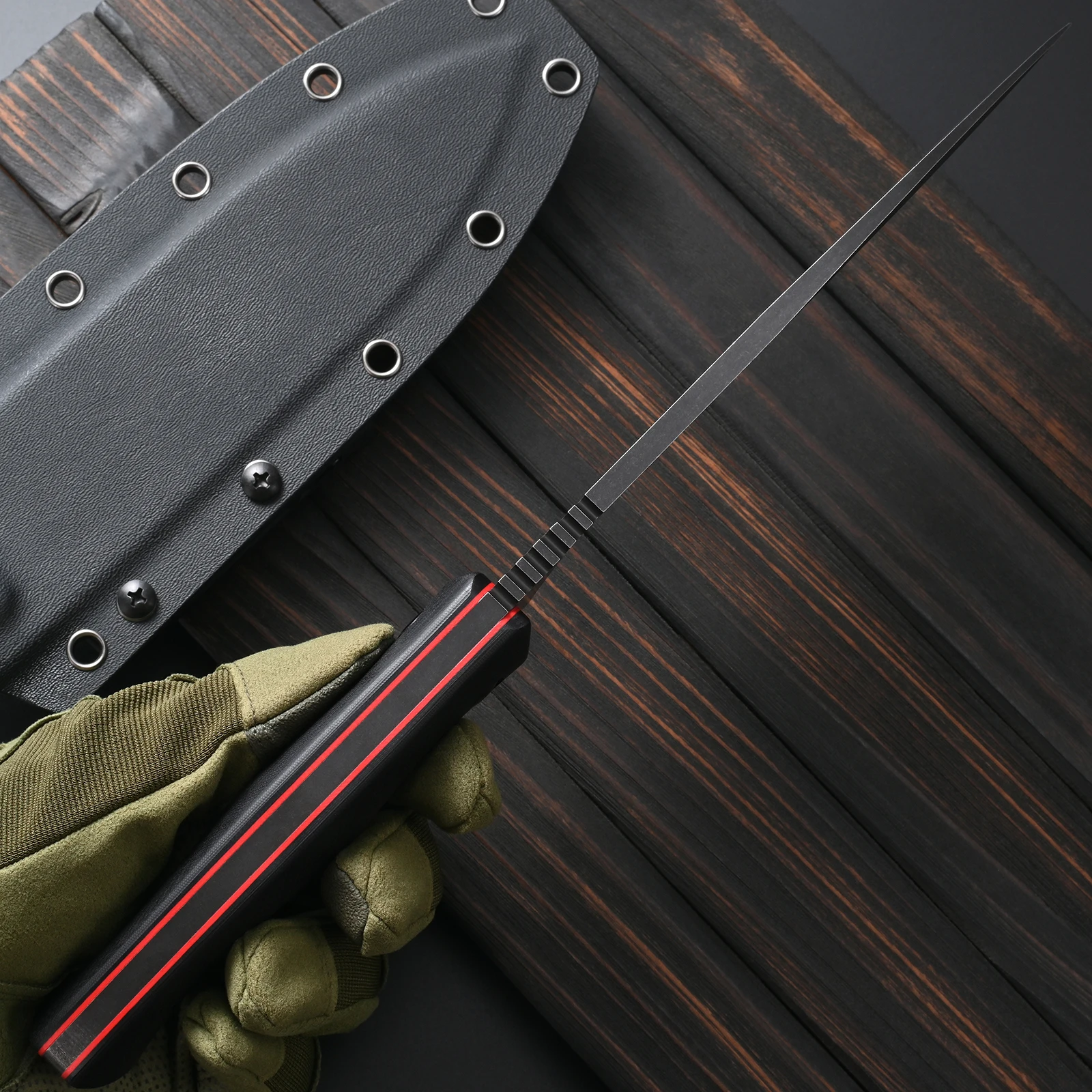 Sitivien ST43 Fixed Blade Knife ,VG10 Black Stonewashed Steel Blade G10 Handle Full Tang for Outdoor Camping Working Survival