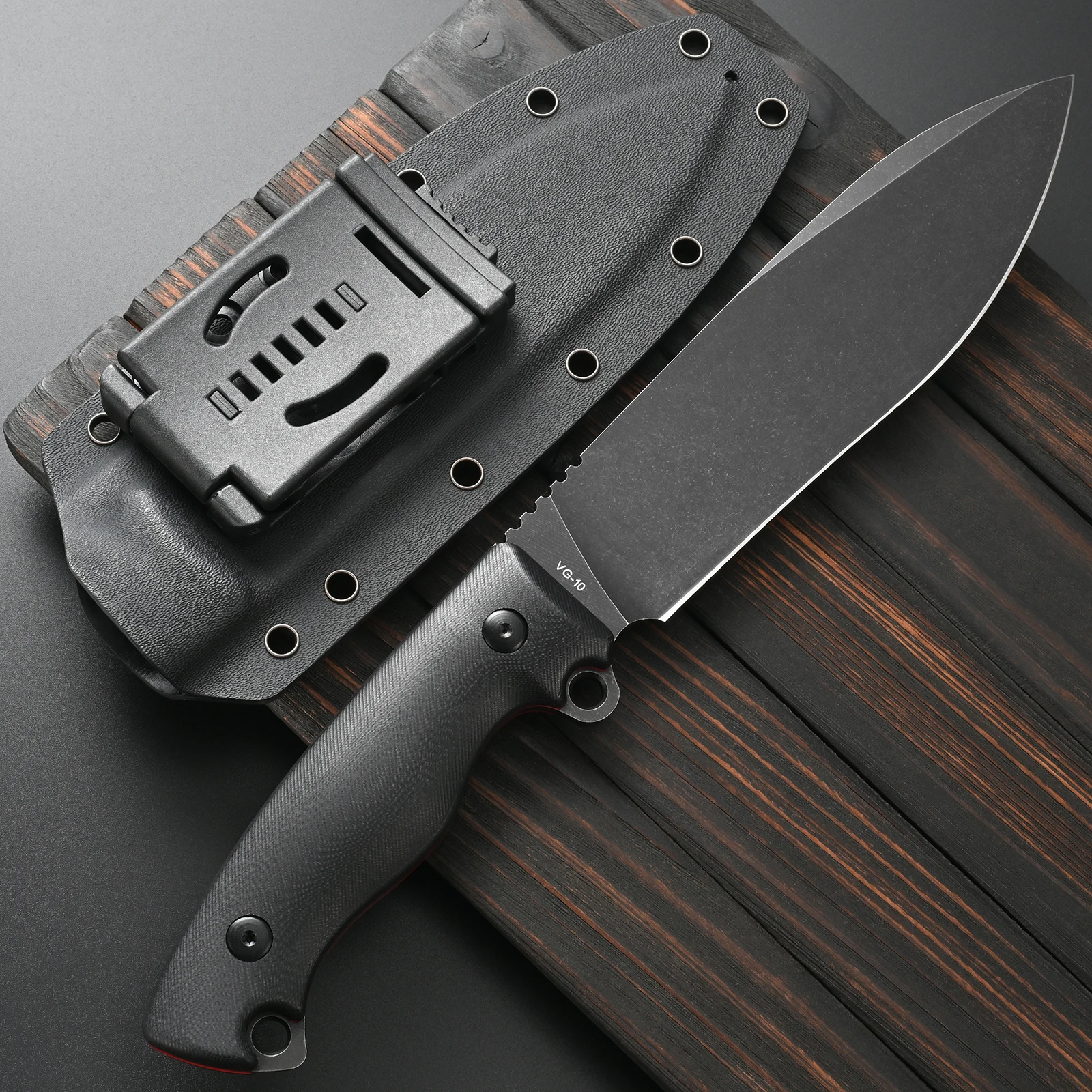 Sitivien ST43 Fixed Blade Knife ,VG10 Black Stonewashed Steel Blade G10 Handle Full Tang for Outdoor Camping Working Survival