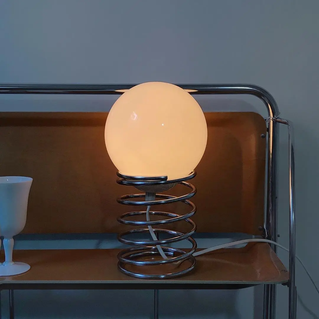 Bauhaus Spring Glass Table Lamp Vintage Nordic Modern Minimalist Homestay Living Room Bedroom Bedside Lamp