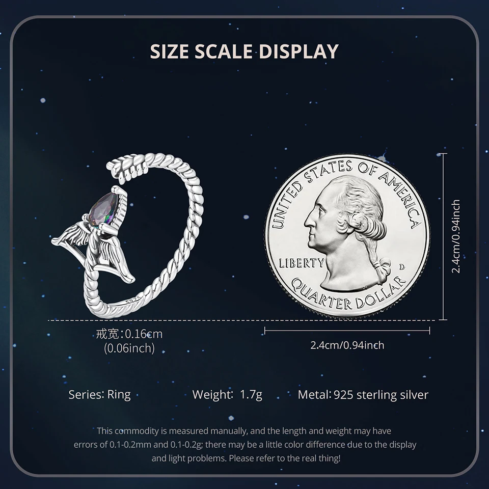 WOSTU 925 Sterling Silver Colorful 12 Zodiac Open Ring For Women , Rainbow Zircon Crystal Stackable Rings Girl Family Gift