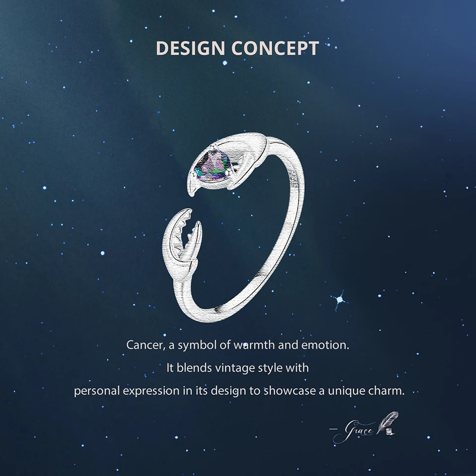 WOSTU 925 Sterling Silver Colorful 12 Zodiac Open Ring For Women , Rainbow Zircon Crystal Stackable Rings Girl Family Gift