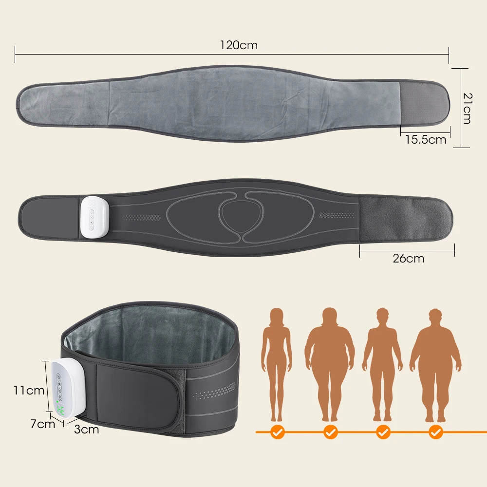 Lumbar Massager Belt, Heated Airbag Waist Support, Cordless Lower Back Wrap, 3 Modes 4 Heat Levels 4 Intensities, USB-C for Home