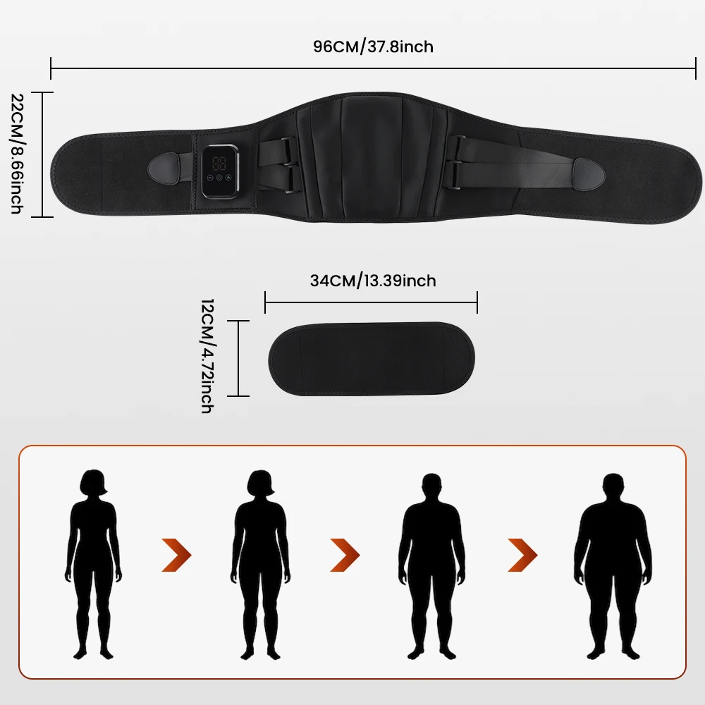 Infrared Heating Waist Massager Electric Belt Vibration USB Charge Red Light Hot Compress Lumbar Back Support Brace Relaxation
