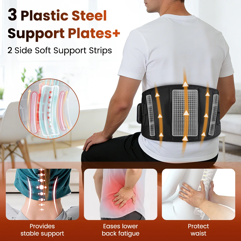 Infrared Heating Waist Massager Electric Belt Vibration USB Charge Red Light Hot Compress Lumbar Back Support Brace Relaxation