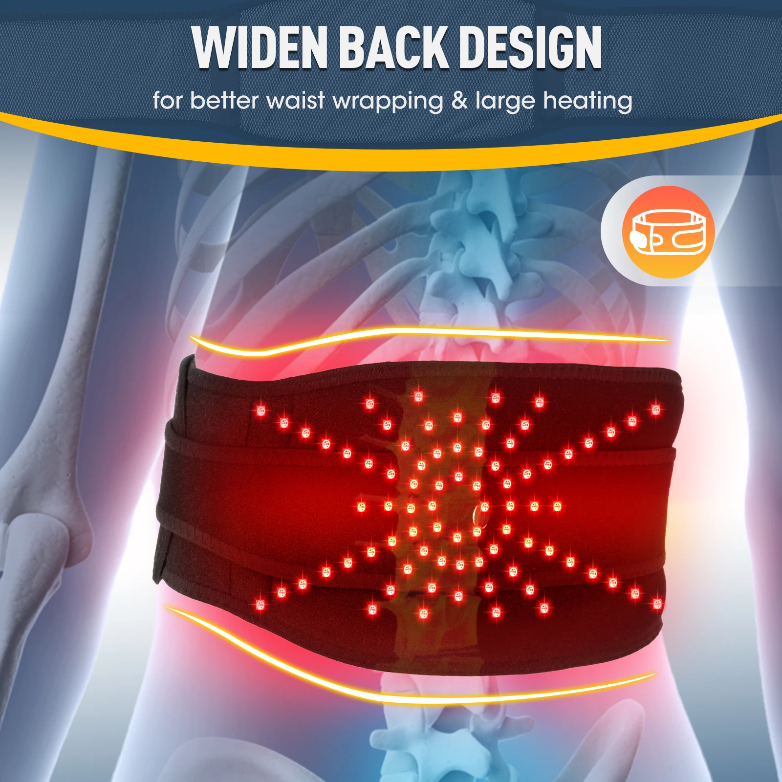 Infrared Heating Waist Massager Electric Belt Vibration USB Charge Red Light Hot Compress Lumbar Back Support Brace Relaxation