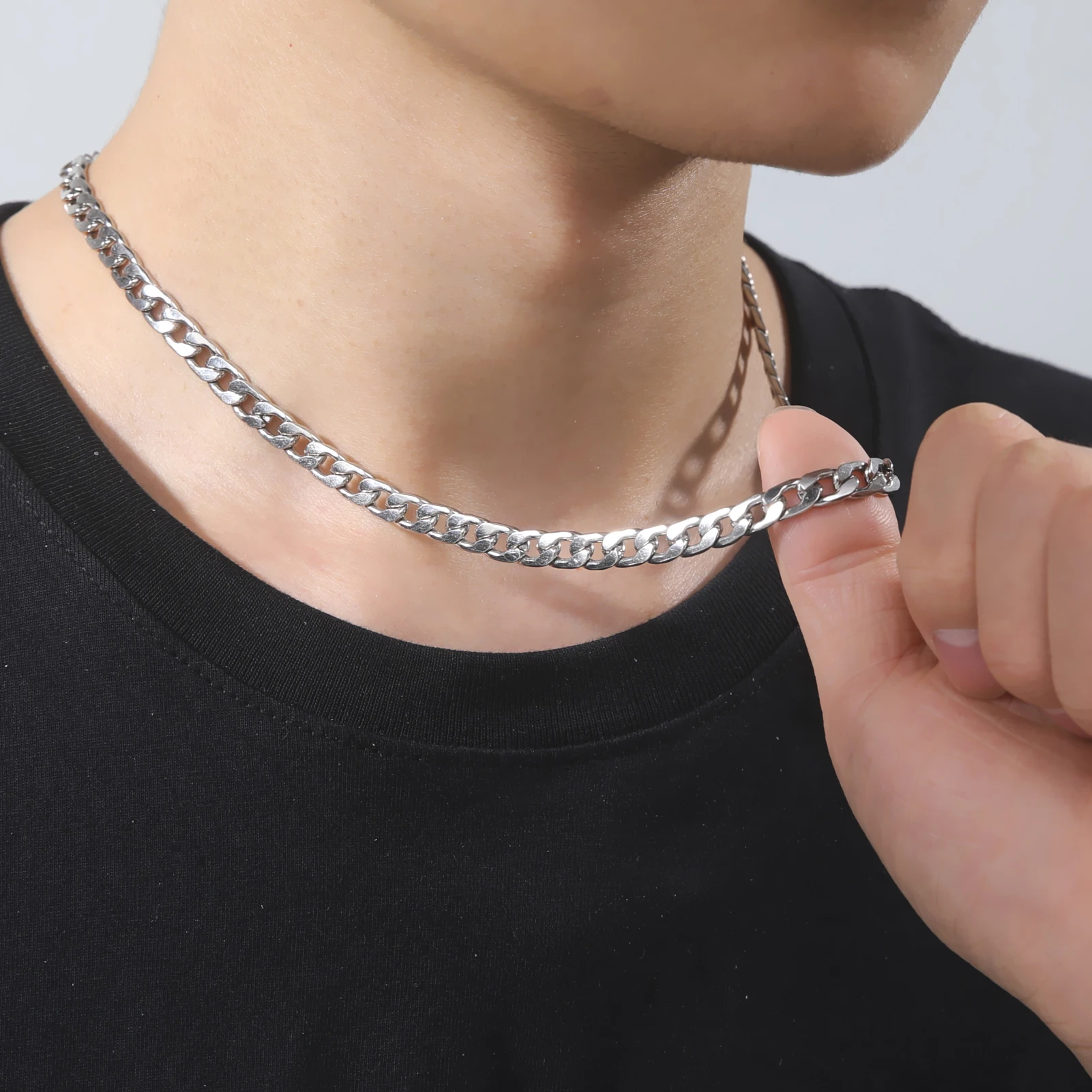 My Shape 3mm-10mm Cuban Chain Stainless Steel Necklaces for Men Male Chains Figaro Box Chain Choker Punk Jewelry 45cm 50cm 60cm