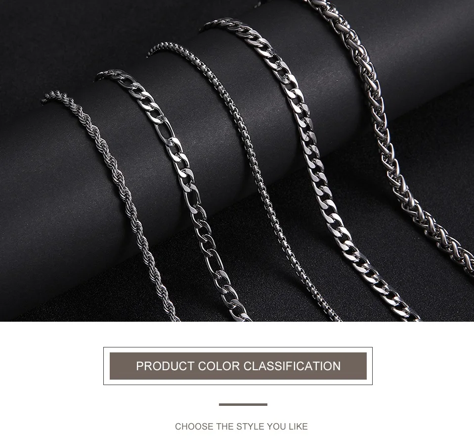 My Shape 3mm-10mm Cuban Chain Stainless Steel Necklaces for Men Male Chains Figaro Box Chain Choker Punk Jewelry 45cm 50cm 60cm