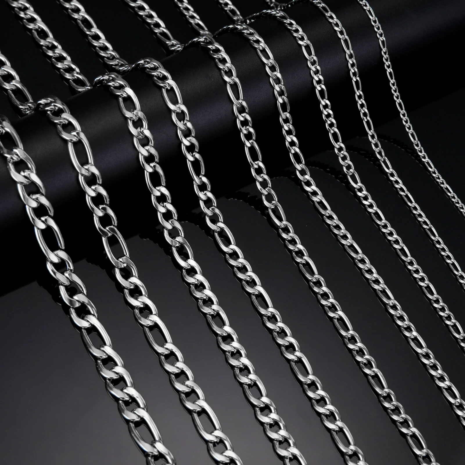 My Shape 3mm-10mm Cuban Chain Stainless Steel Necklaces for Men Male Chains Figaro Box Chain Choker Punk Jewelry 45cm 50cm 60cm