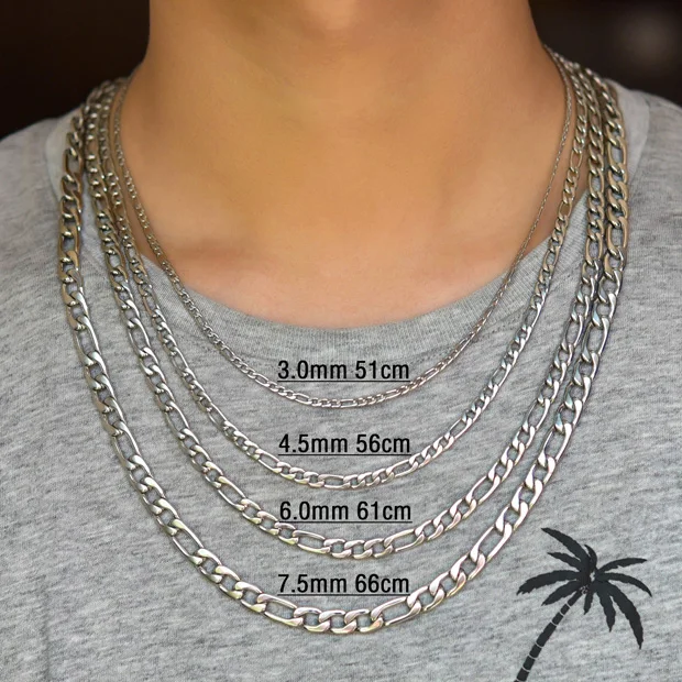 3-11.5mm Men's Stainless Steel Link Figaro Chain Necklace for Women Punk Boy Silver Color Choker Metal Jewelry Accessories Gift
