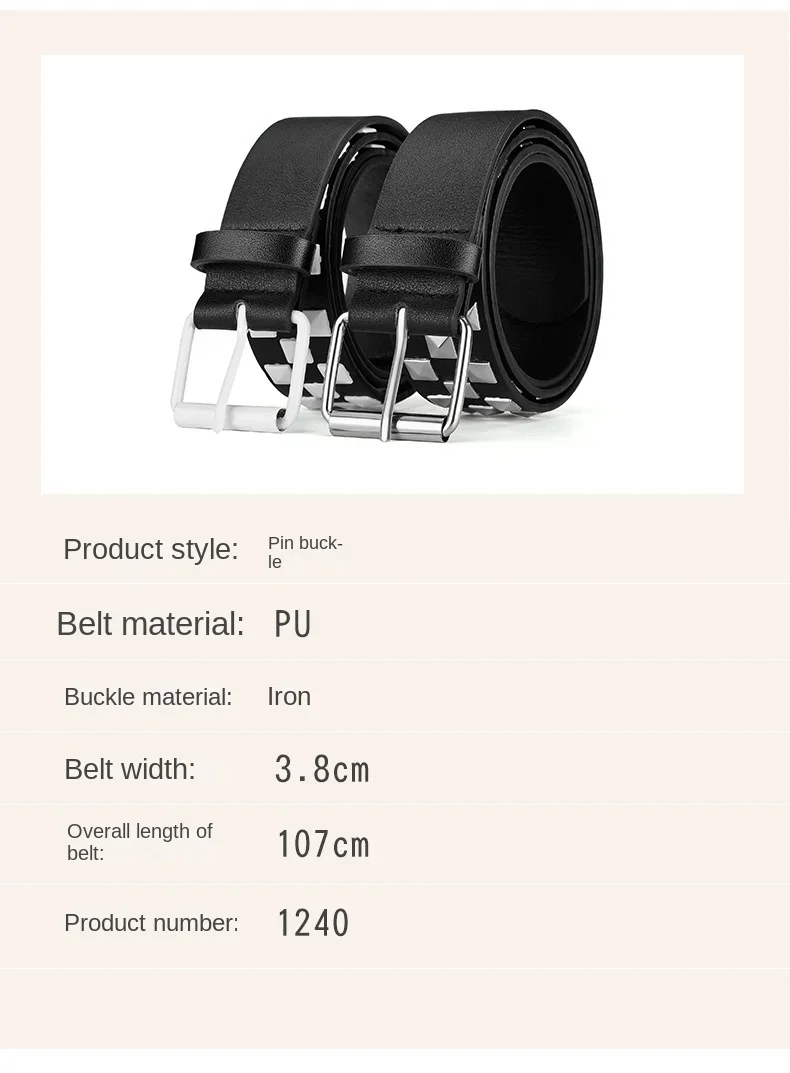 Width 3.8cm Hip-hop Punk Women's Belt Fashion Trend All-match Jeans Accessories Girdle Music Festival Y2k Girl Pu Waistband