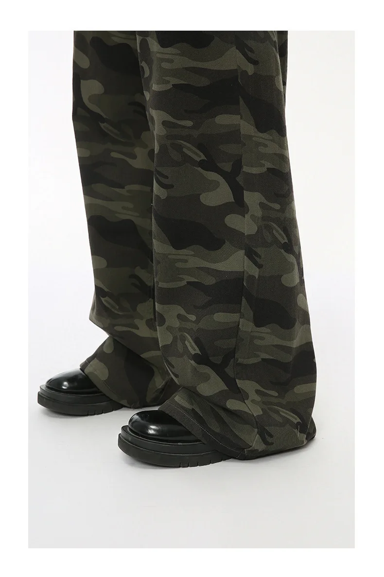 IEFB Vintage Camouflage Men's Jeans Fashion Washed Casual Wide Leg Denim Pants Autumn Winter Loose Male Trousers Old Blue 9C354