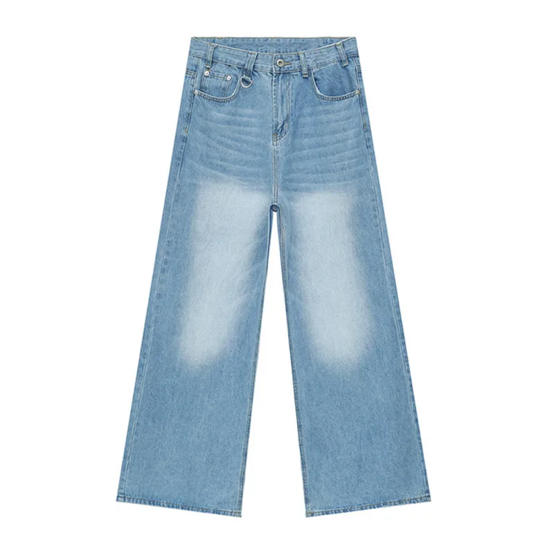 IEFB Vintage Camouflage Men's Jeans Fashion Washed Casual Wide Leg Denim Pants Autumn Winter Loose Male Trousers Old Blue 9C354