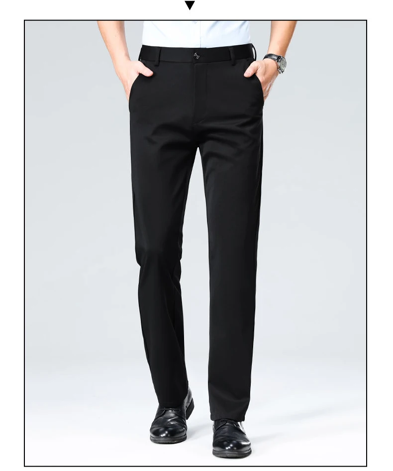 Men's Regular Fit Dress Pants Business Casual Trousers with Embroidery Stretch Golf Pants Party Light Weight Pants