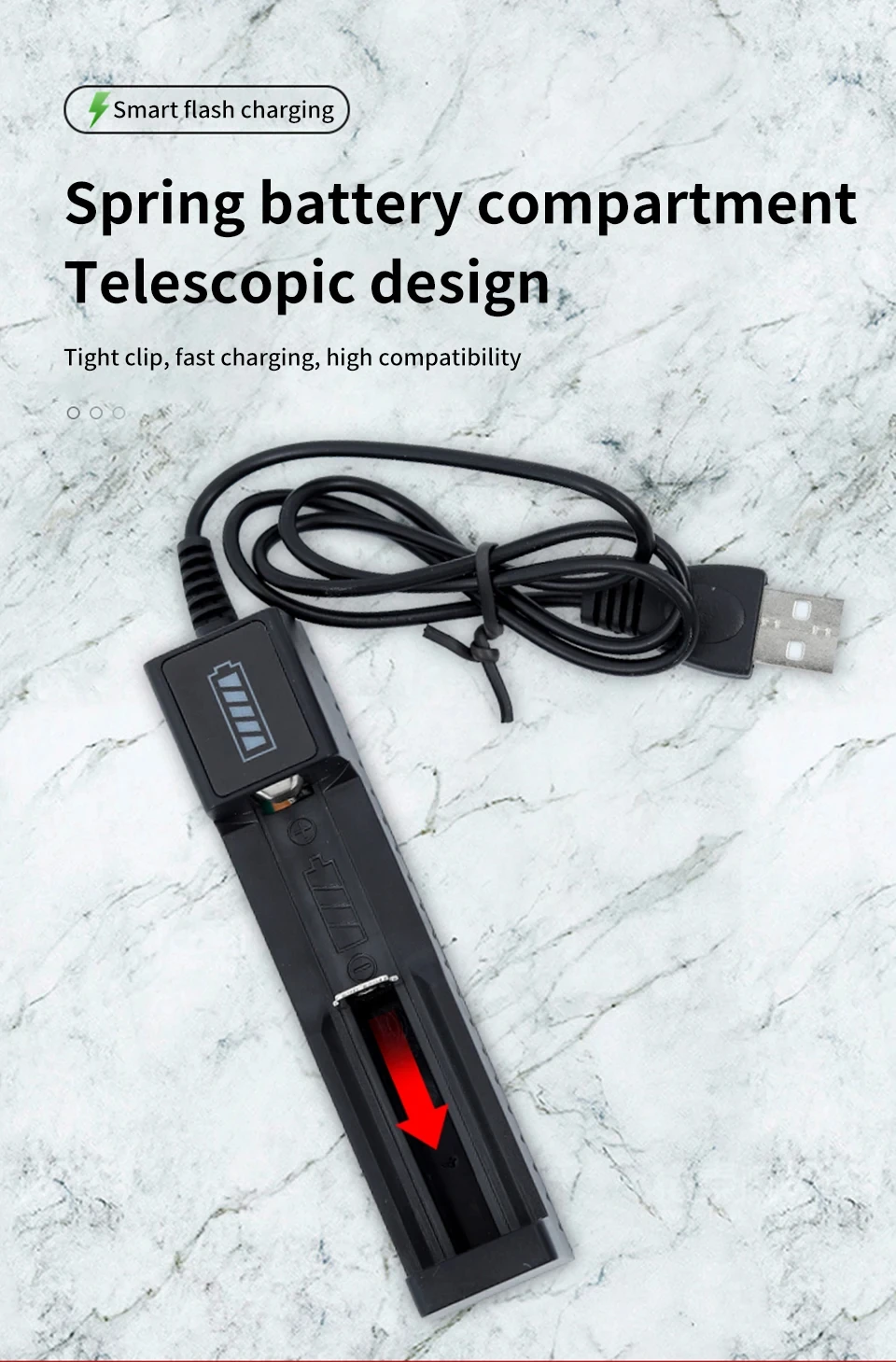 18650 Battery Charger 1/2/4 Slots Dual 18650 Charging 3.7V Rechargeable Lithium Battery USB Charger For 16340 14500 18650