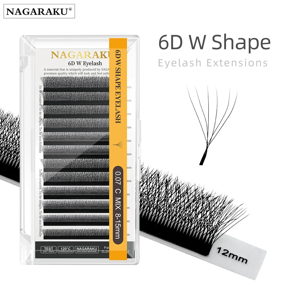 NAGARAKU Automatic Flowering W Shape Bloom 3D 4D 5D 6D 7D 8D Premade Fans Speed Eyelash Extensions Natural Soft Light Full Dense