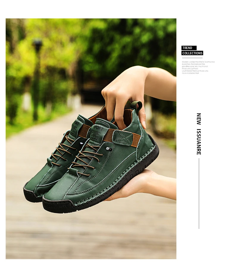 New Fashion Sneakers Handmade Leather Women's Shoes Mid-Top Women Casual Flats Shoes Slip on Loafers Zapatillas De Mujer