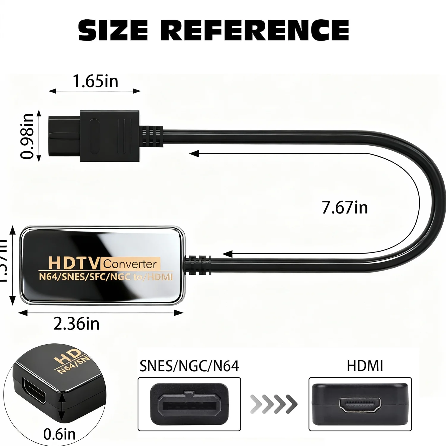 1080P NGC/SNES/N64 To HDMI Converter Adapter,HDMI Cable for Nintend 64 SNES Console Game Cube Plug and Play Restore Game Screen