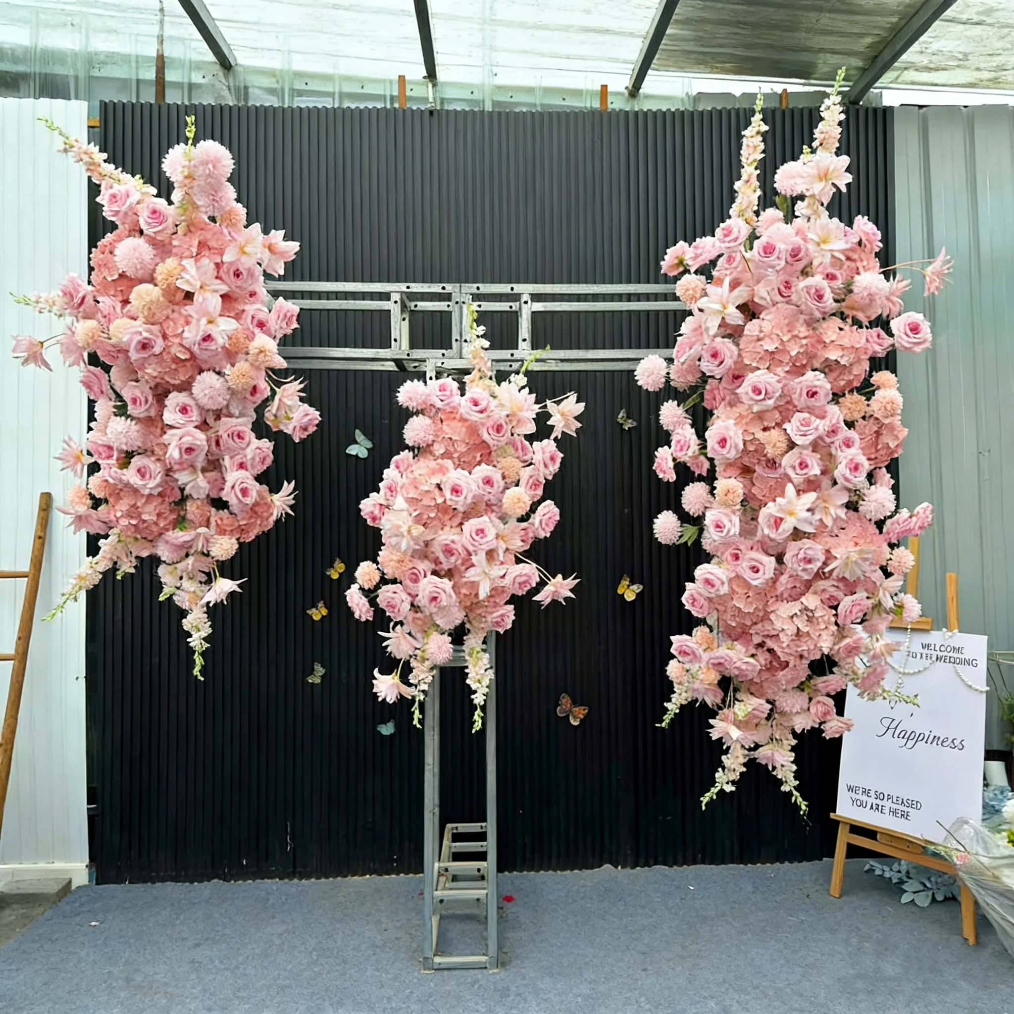 Luxury Pink Color Flower Runner Artificial Flowers Wedding Decoraion Hang Flower Row Arch Decor Floral Backdrop Arrangement