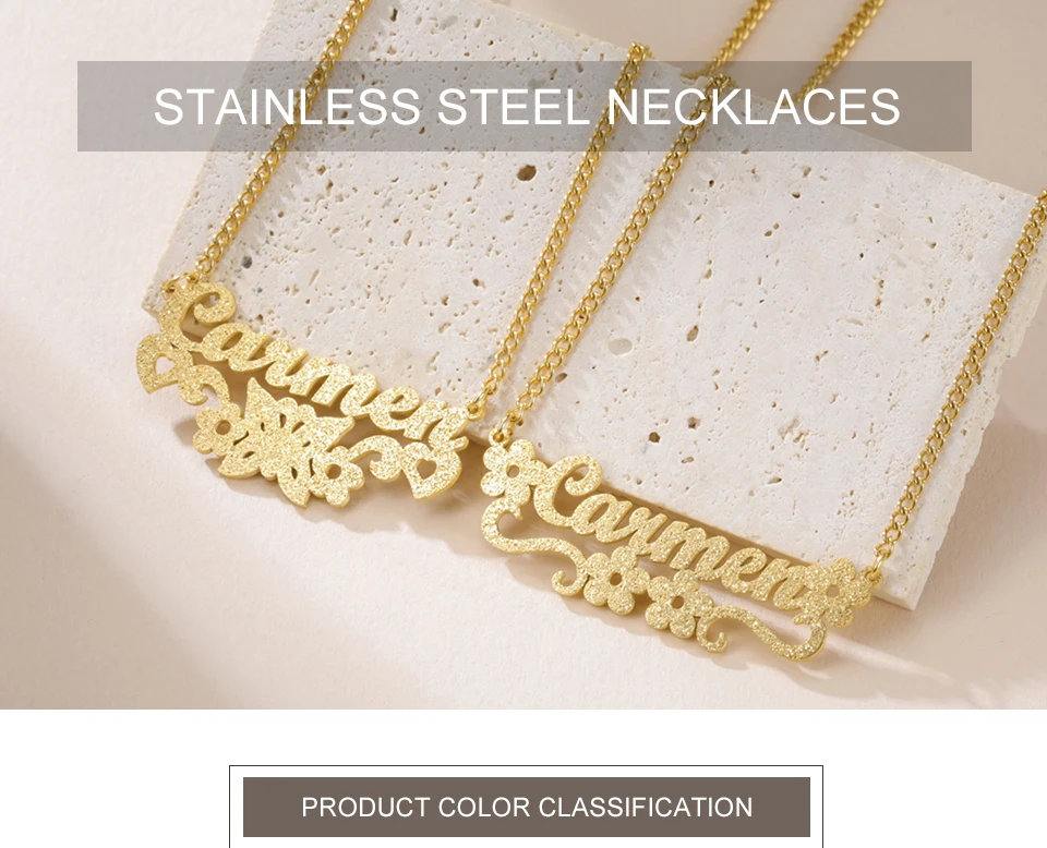 My Shape Custom Name Sparkling Necklaces Stainless Steel Customized Bling Frosted Pendants Personalized Name Chain Jewelry Gifts