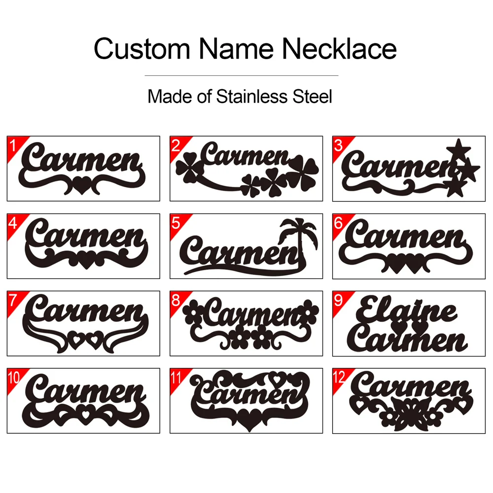 My Shape Custom Name Sparkling Necklaces Stainless Steel Customized Bling Frosted Pendants Personalized Name Chain Jewelry Gifts