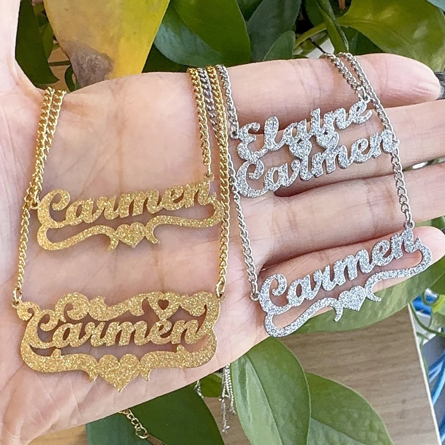 My Shape Custom Name Sparkling Necklaces Stainless Steel Customized Bling Frosted Pendants Personalized Name Chain Jewelry Gifts