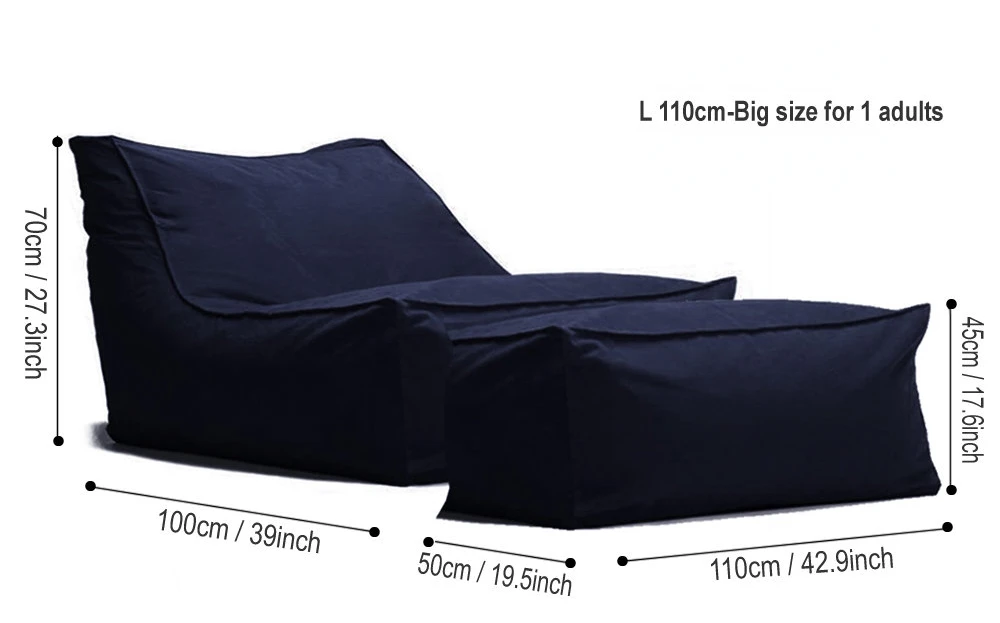 OTAUTAU Outdoor Waterproof Oxford Chaise Lounge Pouf Cover No Filler Garden Beach Camp Beanbag Sofa Bed Puff Salon Ottoman SF062