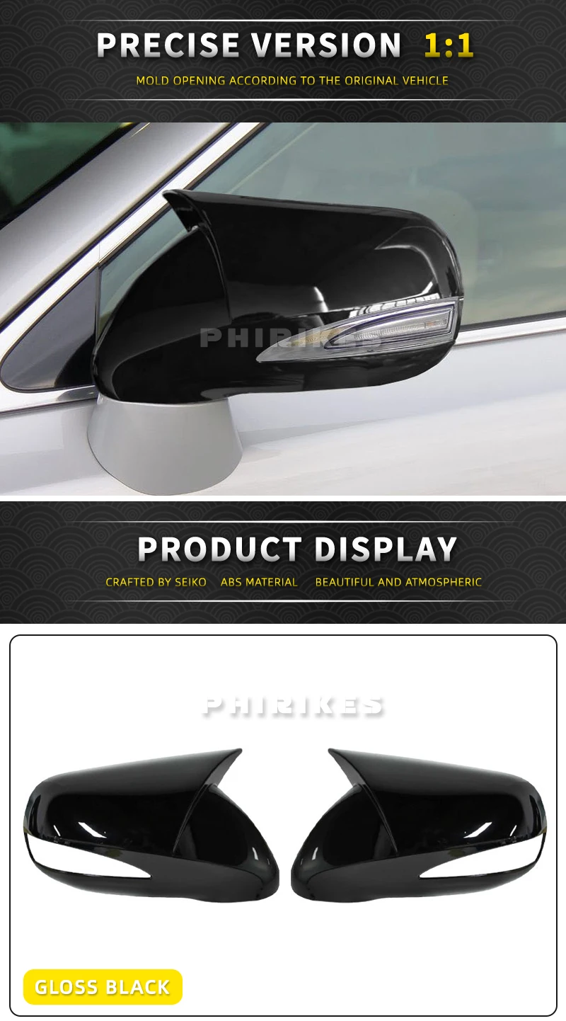 For LHD Lexus IS350 IS250 ES350 2008-2012 Car Rearview Side Mirror Cover Wing Cap Sticker Exterior Door Case Trim Carbon