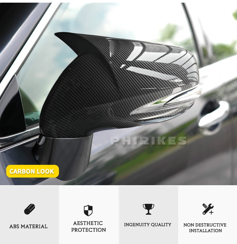 For LHD Lexus IS350 IS250 ES350 2008-2012 Car Rearview Side Mirror Cover Wing Cap Sticker Exterior Door Case Trim Carbon