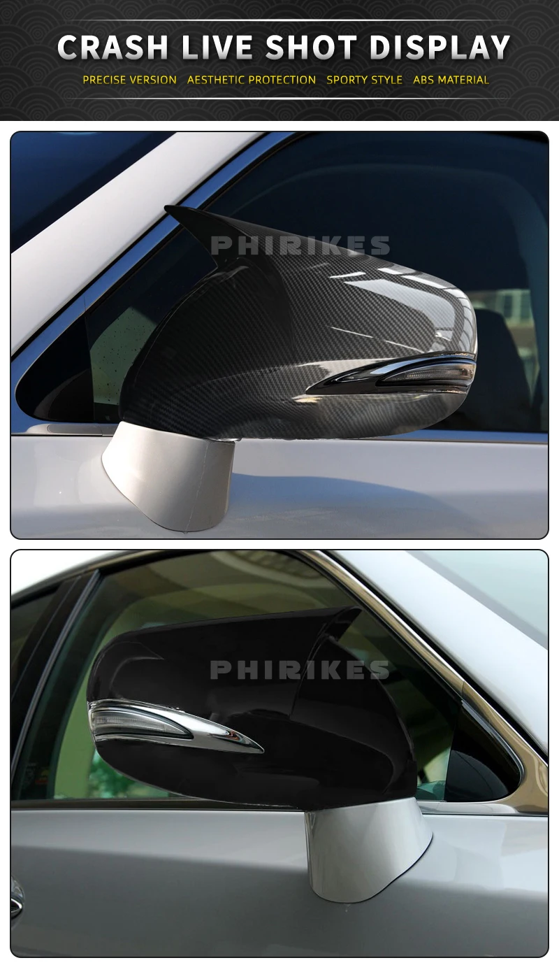 For LHD Lexus IS350 IS250 ES350 2008-2012 Car Rearview Side Mirror Cover Wing Cap Sticker Exterior Door Case Trim Carbon