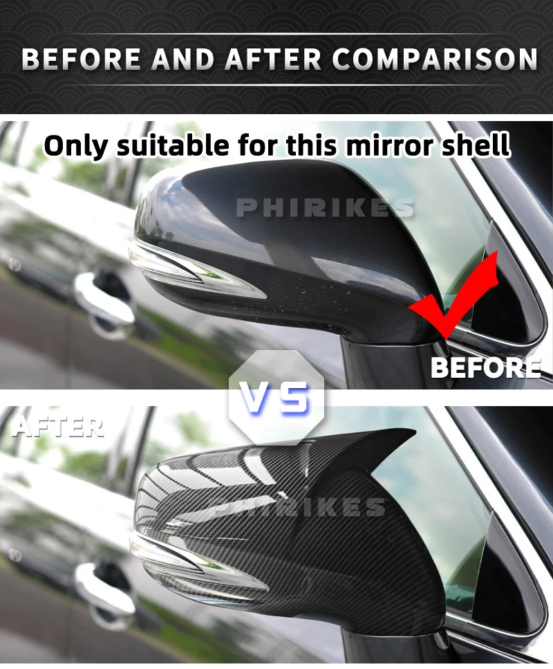 For LHD Lexus IS350 IS250 ES350 2008-2012 Car Rearview Side Mirror Cover Wing Cap Sticker Exterior Door Case Trim Carbon