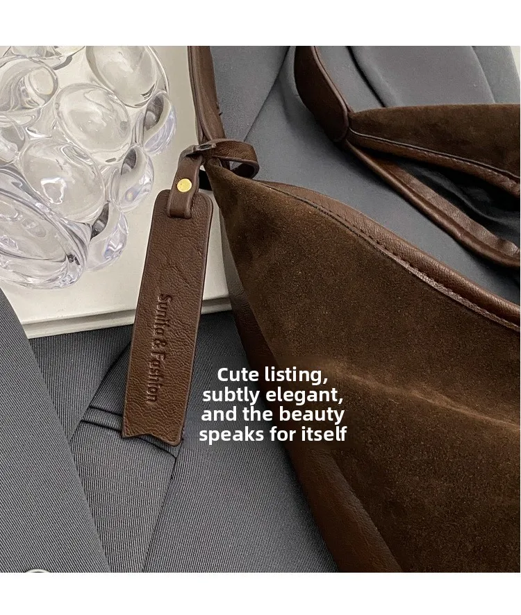 Women Suede Shoulder Bag with Zipper Hobo Bags Large Capacity Handbag Slouchy Bag Commuter Travel Bag Purses and Handbags