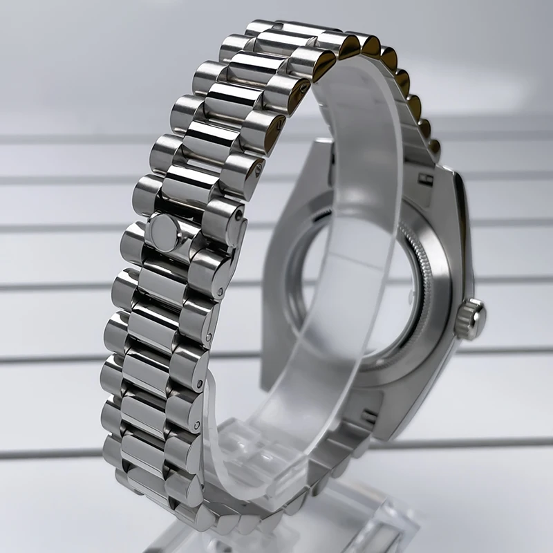 NH35 Case 39mm DJ Bezel Sapphire Glass Mirror Stainless Steel President Bracelet Suitable For NH35 NH36 Seik Movement Mod Parts