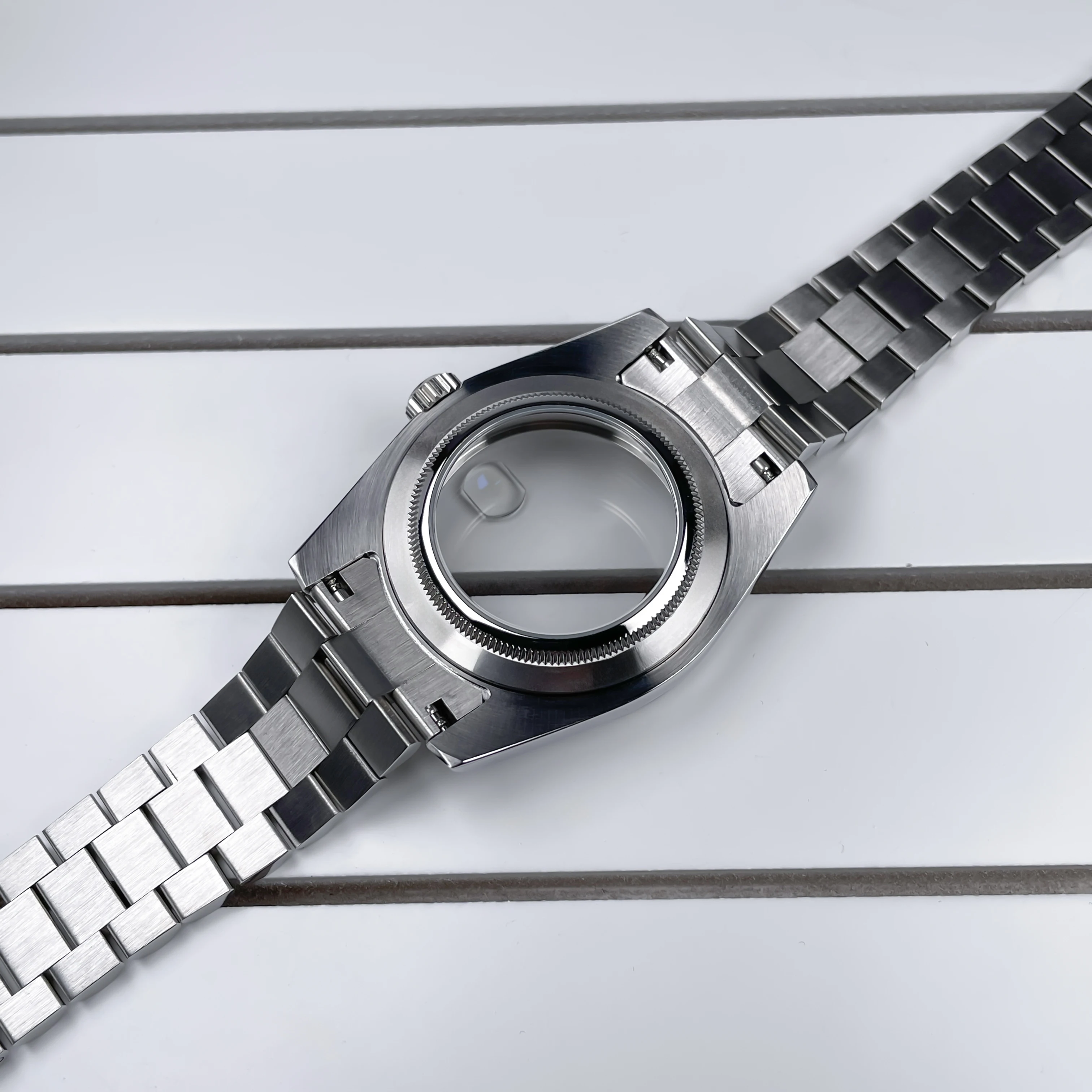 NH35 Case 39mm DJ Bezel Sapphire Glass Mirror Stainless Steel President Bracelet Suitable For NH35 NH36 Seik Movement Mod Parts