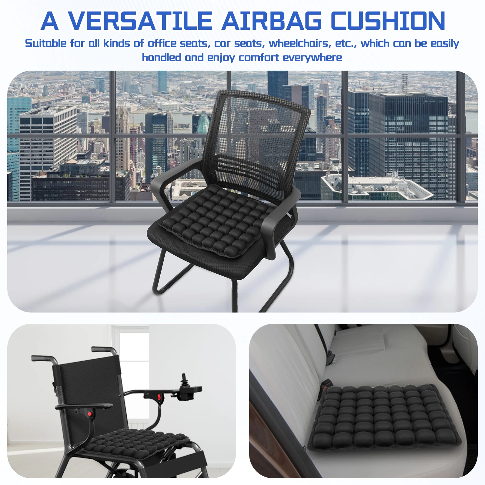 Air Bags Travel Cushion High Rebound Pressur 3D Air Cell Seat Cushion Lightweight Breathable for Car Office Chair Home