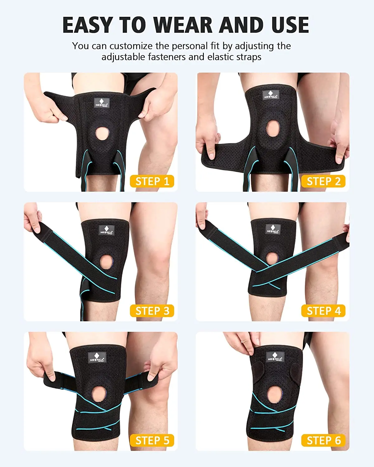 NEENCA Knee Braces for Pain Men & Women with Patella Gel Pad Side Stabilizers, Arthritis, Meniscus Tear, ACL, Relief, Running