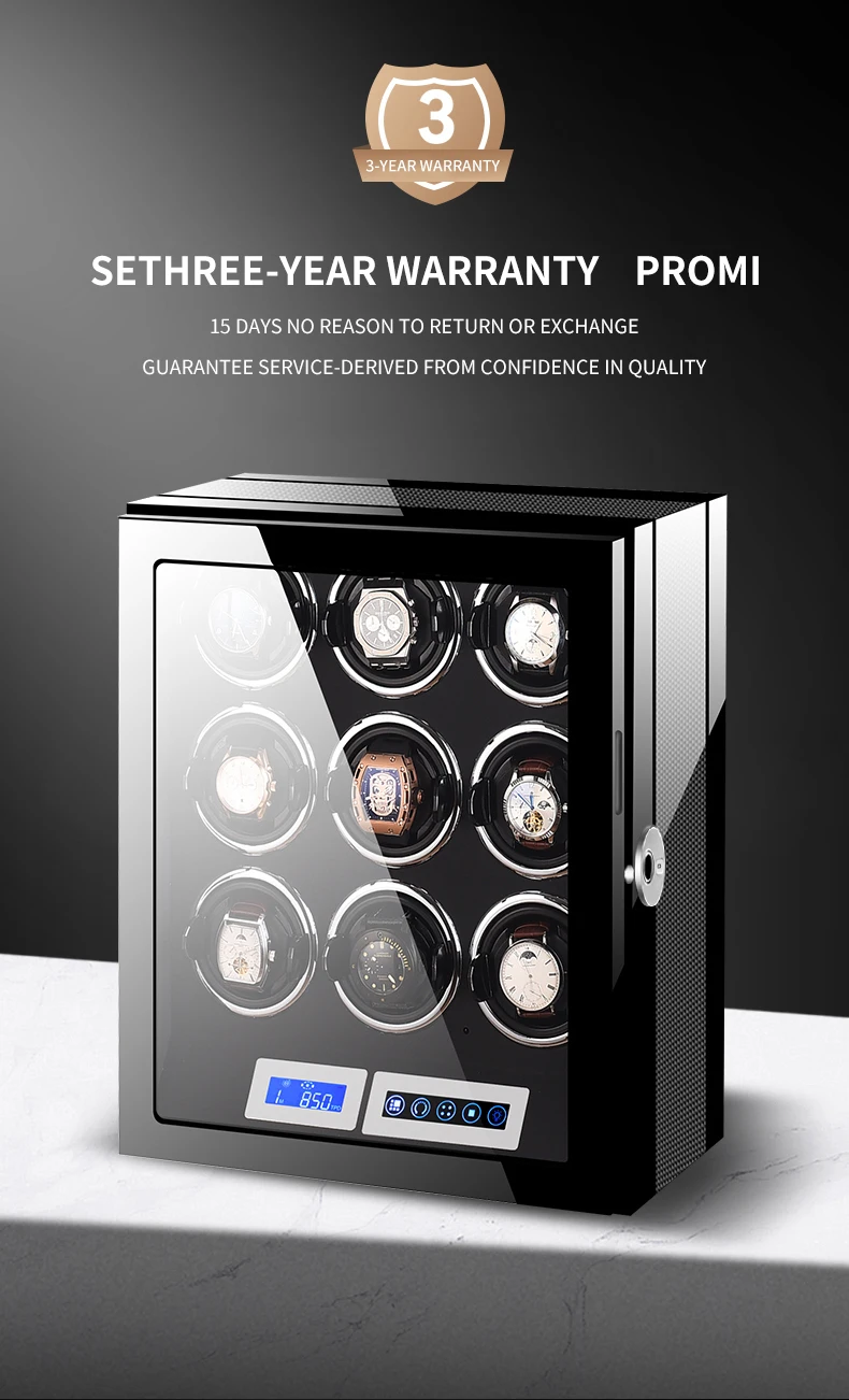 Luxury Automatic Watch Winder12 24 30 Slot Wood Mechanical Watch Box Fingerprint Unlock Quiet Mabuchi Motor Watches Storage Safe
