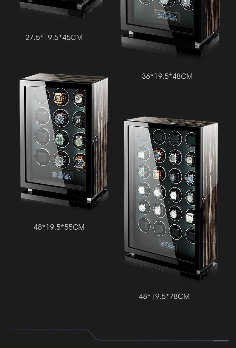 Luxury Automatic Watch Winder12 24 30 Slot Wood Mechanical Watch Box Fingerprint Unlock Quiet Mabuchi Motor Watches Storage Safe