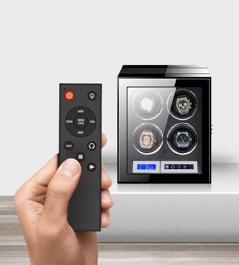 Luxury Automatic Watch Winder12 24 30 Slot Wood Mechanical Watch Box Fingerprint Unlock Quiet Mabuchi Motor Watches Storage Safe